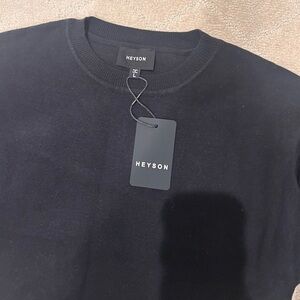 Elegant Black Sweater with Scalloped Sleeves NWT